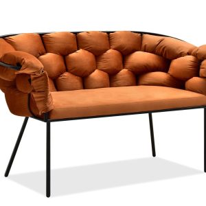 Sofa Pilo Miedziany Welur, Podstawa Czarny 340658 Sofa Pilo Miedziany Welur, Podstawa Czarny 340658