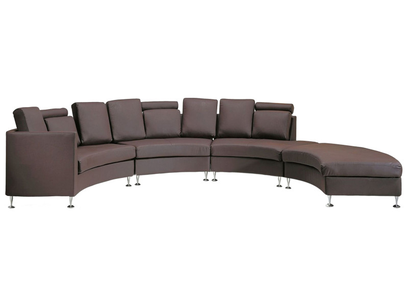 Sofa półokrągła skórzana modułowa brązowa 62589