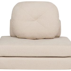 Sofa puf rozkładany do spania 1-osobowa beżowa 568597 Sofa puf rozkładany do spania 1-osobowa beżowa 568597