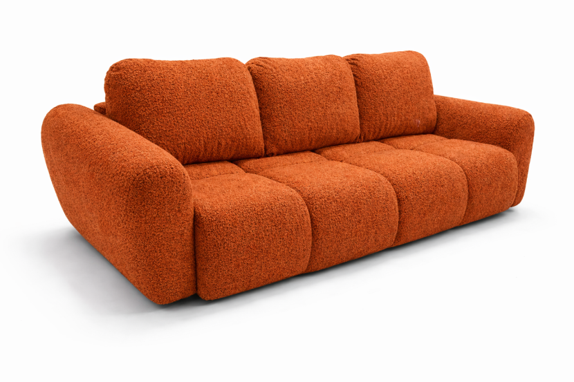 Sofa Rdzawa Boucle Premium 250 cm Kanapa Rozkładana z Pojemnikiem Agnelo 1038430