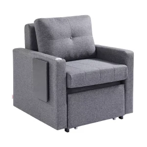 Sofa rozkładana 1-osobowa szara z pojemnikiem i regulowanym oparciem 936234 Sofa rozkładana 1-osobowa szara z pojemnikiem i regulowanym oparciem 936234