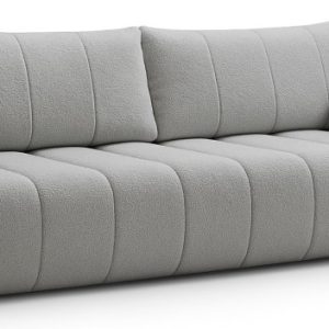 Sofa rozkładana ALOO obita tkaniną boucle z ozdobnymi poduszkami jasnoszara 752118