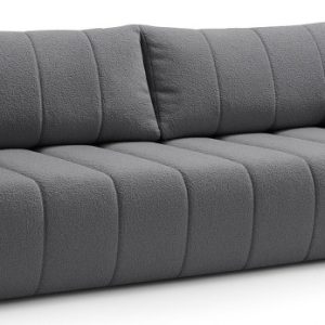 Sofa rozkładana ALOO obita tkaniną boucle z ozdobnymi poduszkami szara 752114