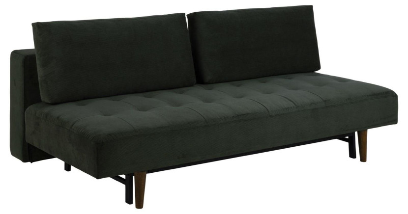 Sofa rozkładana Blain ciemnozielona pikowana drewniane nogi 299543