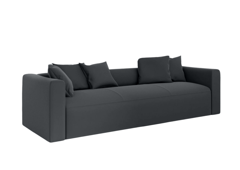 Sofa Rozkładana Czteroosobowa Pojemnikiem FANTOM Grafitowa z Funkcją Spania 777310