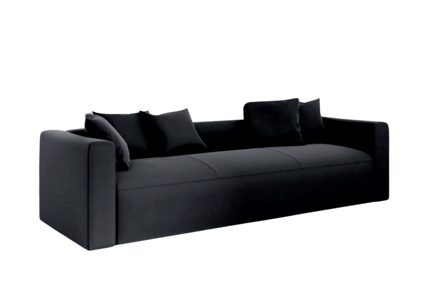 Sofa Rozkładana Czteroosobowa z Pojemnikiem FANTOM Czarna z Funkcją Spania 777285