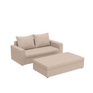 Sofa Rozkładana Dwuosobowa ARLO 2 ST z Pufą Beżowa z Funkcją Spania 777270 Sofa Rozkładana Dwuosobowa ARLO 2 ST z Pufą Beżowa z Funkcją Spania 777270