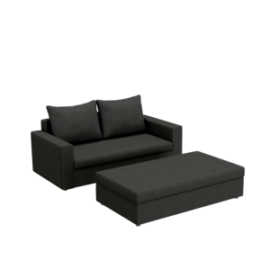 Sofa Rozkładana Dwuosobowa ARLO 2 ST z Pufą Czarna z Funkcją Spania 777300 Sofa Rozkładana Dwuosobowa ARLO 2 ST z Pufą Czarna z Funkcją Spania 777300