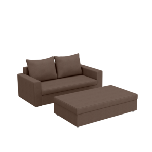 Sofa Rozkładana Dwuosobowa Pojemnik ARLO 2 ST Pufą Brązowa z Funkcją Spania 814727 Sofa Rozkładana Dwuosobowa Pojemnik ARLO 2 ST Pufą Brązowa z Funkcją Spania 814727