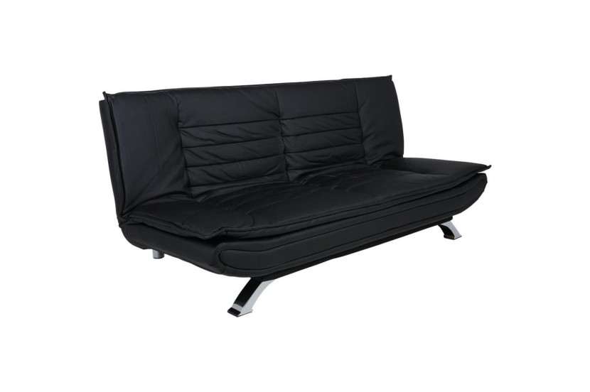 Sofa rozkładana Faith czarna ekoskóra metalowe nogi 93784