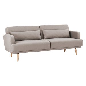 Sofa rozkładana Jack beżowa drewniane nogi ozdobne poduszki 461620