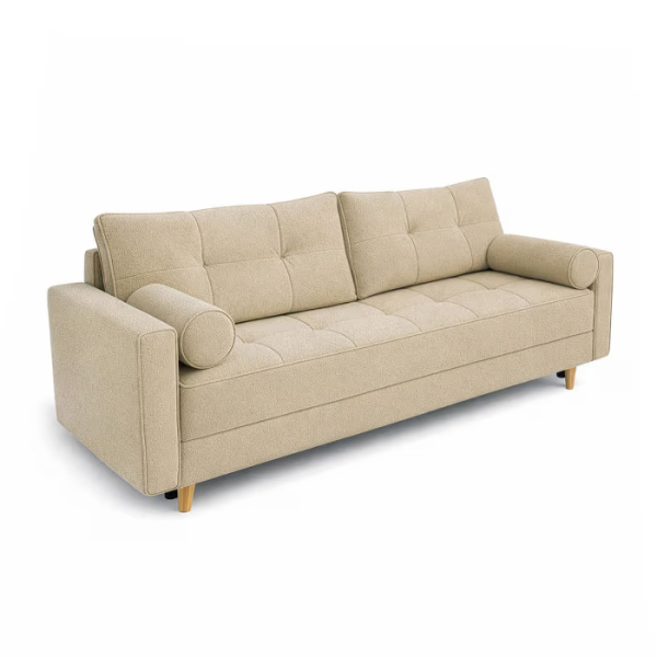 Sofa Rozkładana Kanapa z Funkcją Spania Dwuoosobowa Do Salonu Beżowa LONAR 1059400