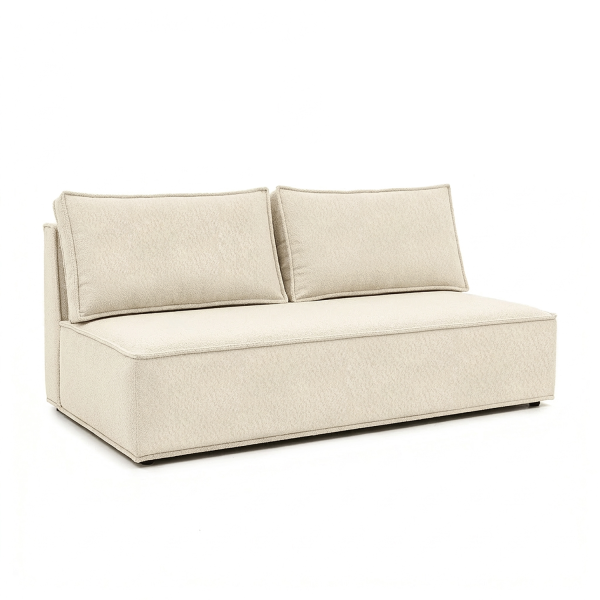 Sofa Rozkładana Kanapa z Funkcją Spania Dwuosobowa Do Salon Kremowa MAVIA 1002484