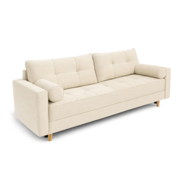 Sofa Rozkładana Kanapa z Funkcją Spania Dwuosobowa Do Salonu Kremowa LONAR 1059399