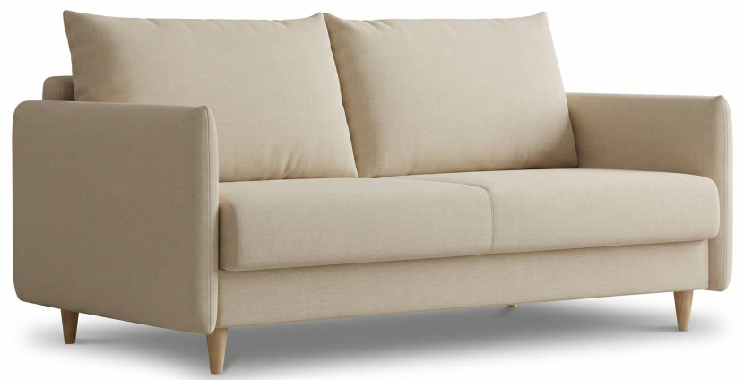 Sofa Rozkładana Kanapa z Funkcją Spania i Pojemnikiem do Salonu Look Beżowa 955636