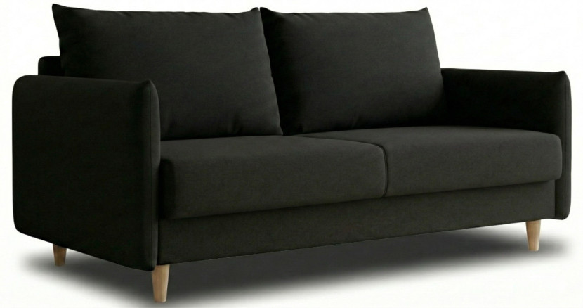 Sofa Rozkładana Kanapa z Funkcją Spania i Pojemnikiem do Salonu Look Czarna 955637