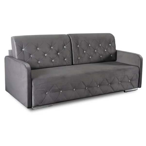 Sofa Rozkładana Kanapa Z Funkcją Spania Wersalka Glamour Szara VIVO 754435