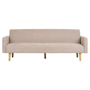 Sofa rozkładana Kells beżowa ciemna drewniane nóżki 659881 Sofa rozkładana Kells beżowa ciemna drewniane nóżki 659881