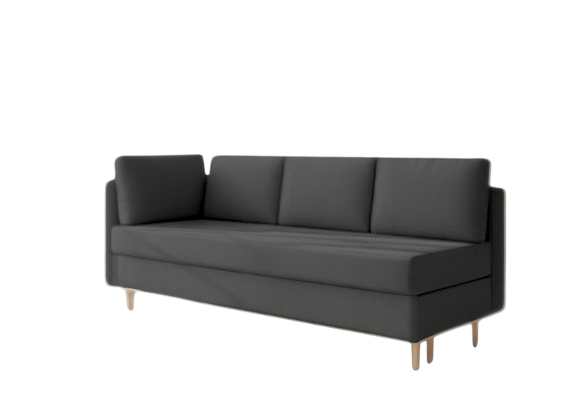 Sofa Rozkładana Lewostronna PRATO Czarna z Funkcją Spania do Salonu 804371