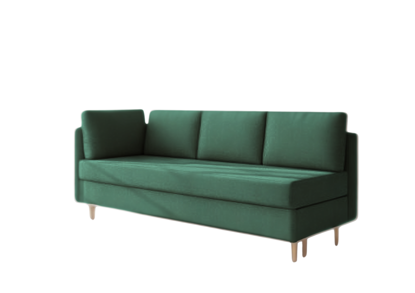 Sofa Rozkładana Lewostronna PRATO Zielona z Funkcją Spania do Salonu 805161