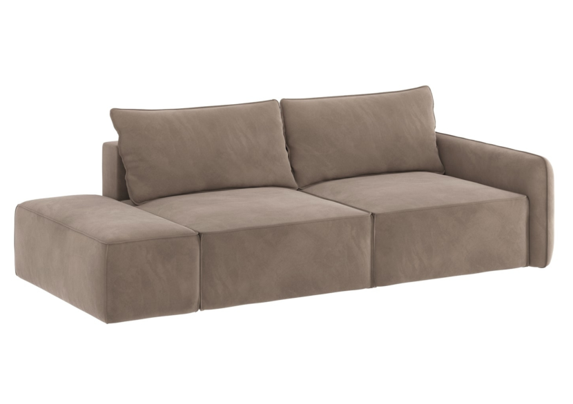 Sofa Rozkładana Lewostronna Trzyosobowa VINCI 2 Brązowa z Funkcją Spania 834617