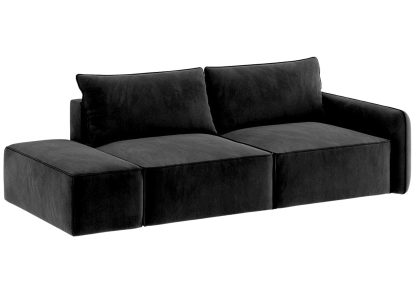 Sofa Rozkładana Lewostronna Trzyosobowa VINCI 2 Czarna z Funkcją Spania 805145