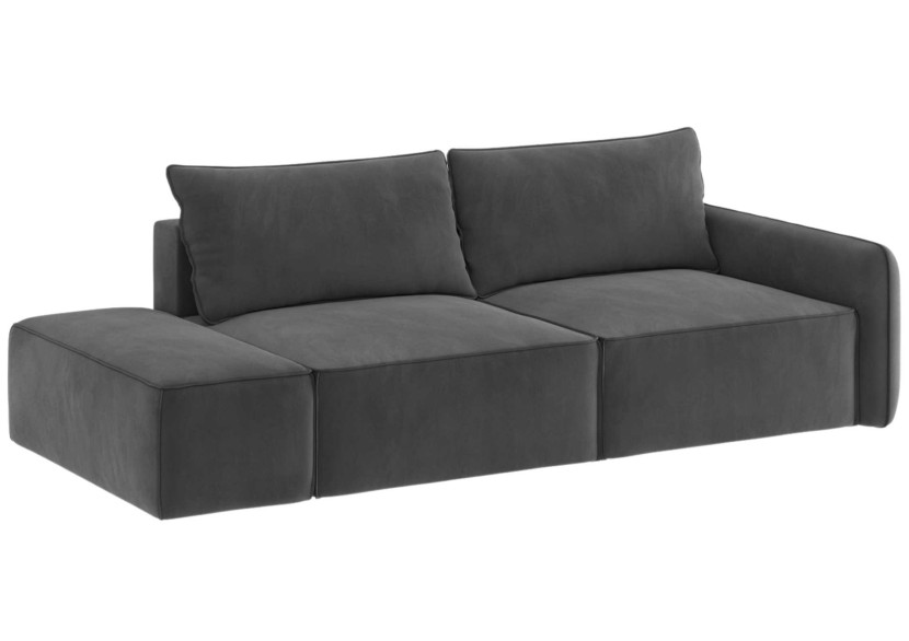Sofa Rozkładana Lewostronna Trzyosobowa VINCI 2 Grafitowa z Funkcją Spania 805172