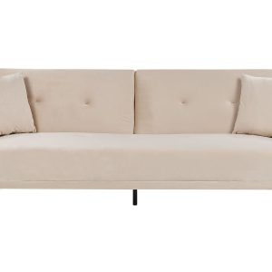 Sofa rozkładana LUCAN Welur Beżowy dla 3 osób 76519 Sofa rozkładana LUCAN Welur Beżowy dla 3 osób 76519