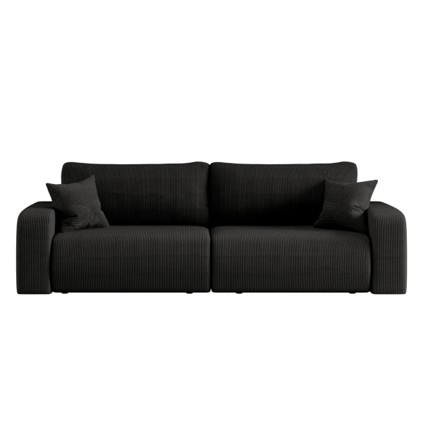 Sofa rozkładana MILANO z pojemnikiem na pościel tkanina Poso Czarny 636797