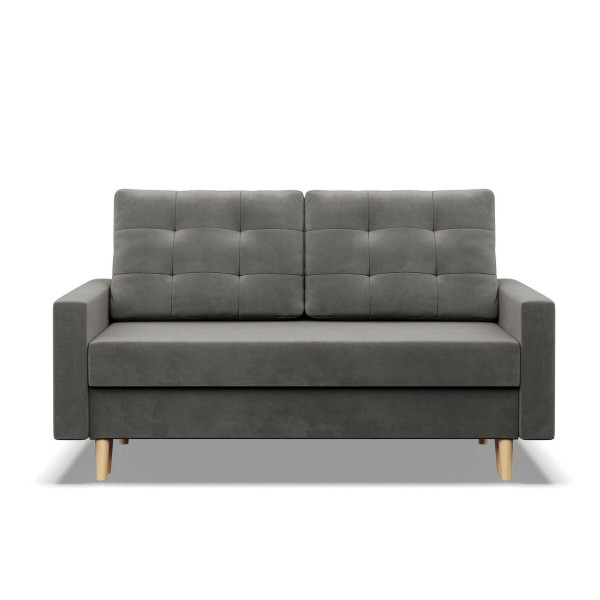 Sofa rozkładana, MILO, velvet, 152x92x92 cm, jasny szary | TYLETEGOTU 773259