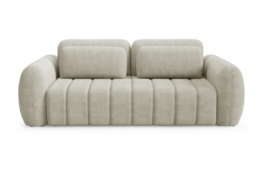Sofa rozkładana na sprężynach kremowa boucla MARVIC z pojemnikiem 753198