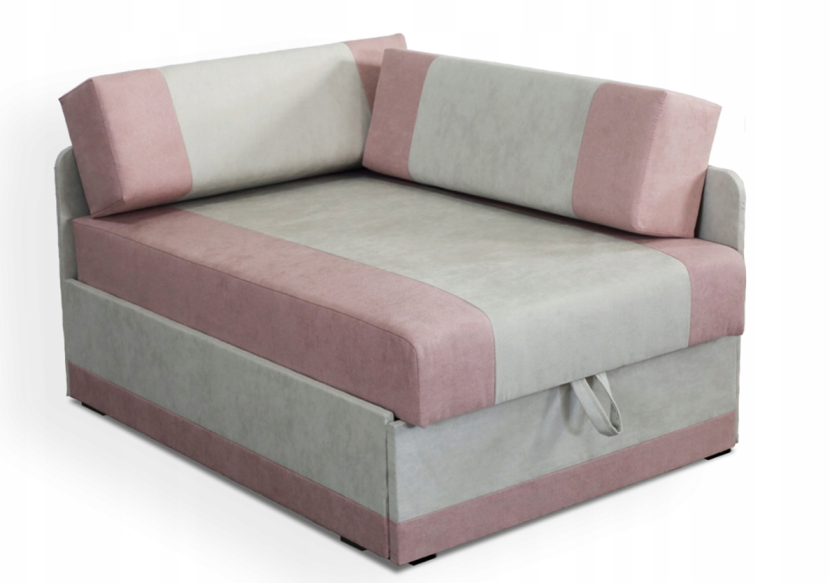 Sofa rozkładana narożnik funkcja spania jednoosobowa Vaxer Różowo/Szara 708600