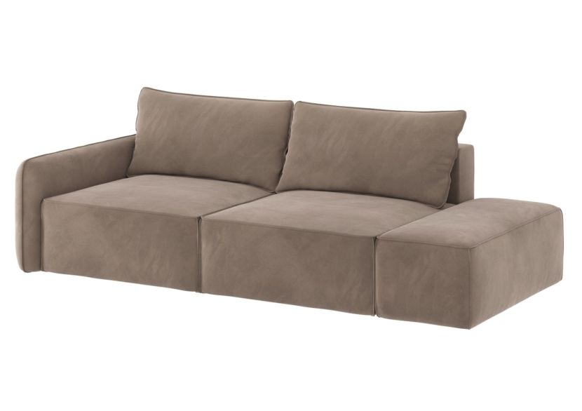 Sofa Rozkładana Prawostronna Trzyosobowa VINCI 2 Brązowa z Funkcją Spania 834616