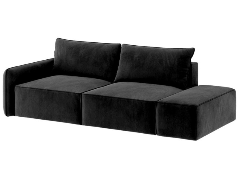 Sofa Rozkładana Prawostronna Trzyosobowa VINCI 2 Czarna z Funkcją Spania 775186