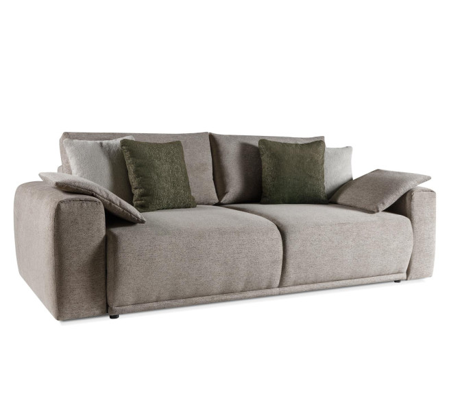 Sofa Rozkładana QUEEN z Funkcją Spania i zestaw poduszek Szarobeżowa 964619