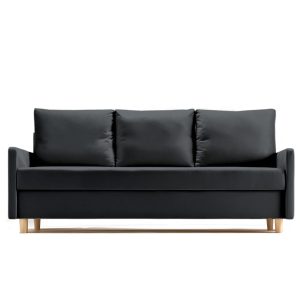 Sofa Rozkładana Trzyosobowa z Pojemnikiem AROSA Czarna z Funkcją Spania 789483 Sofa Rozkładana Trzyosobowa z Pojemnikiem AROSA Czarna z Funkcją Spania 789483