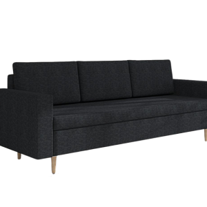 Sofa Rozkładana Trzyosobowa z Pojemnikiem BEVER Czarna z Funkcją Spania 775154 Sofa Rozkładana Trzyosobowa z Pojemnikiem BEVER Czarna z Funkcją Spania 775154