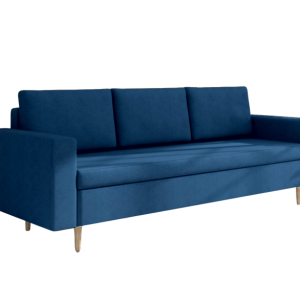 Sofa Rozkładana Trzyosobowa z Pojemnikiem BEVER Granatowa z Funkcją Spania 775146 Sofa Rozkładana Trzyosobowa z Pojemnikiem BEVER Granatowa z Funkcją Spania 775146