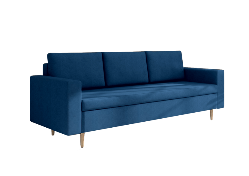 Sofa Rozkładana Trzyosobowa z Pojemnikiem BEVER Granatowa z Funkcją Spania 775146
