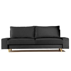 Sofa Rozkładana Trzyosobowa z Pojemnikiem DES Czarna z Funkcją Spania 777309