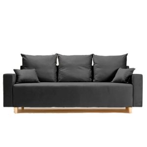 Sofa Rozkładana Trzyosobowa z Pojemnikiem EVER Czarna z Funkcją Spania 789488