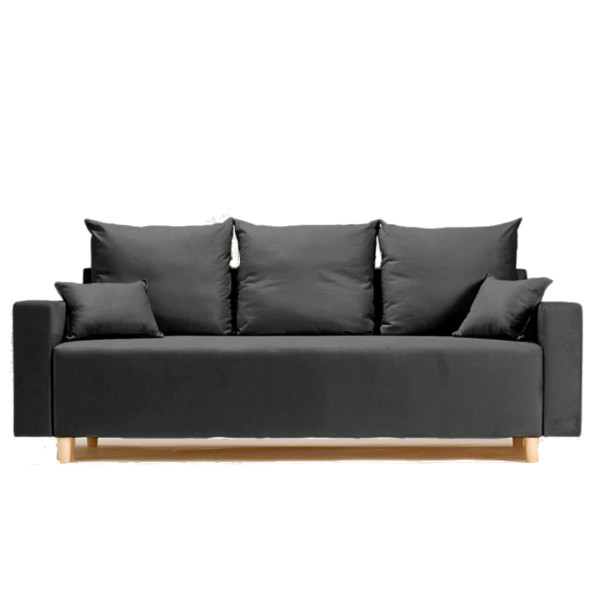 Sofa Rozkładana Trzyosobowa z Pojemnikiem EVER Czarna z Funkcją Spania 789488