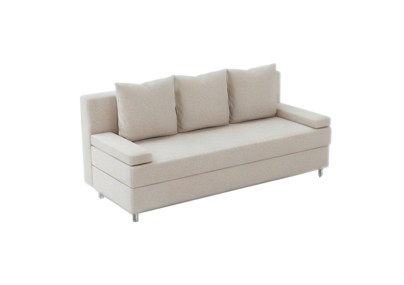 Sofa Rozkładana Trzyosobowa z Pojemnikiem HELIOS Beżowy z Funkcją Spania 775167