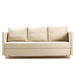 Sofa Rozkładana Trzyosobowa z Pojemnikiem LIMA Beżowa z Funkcją Spania 787658