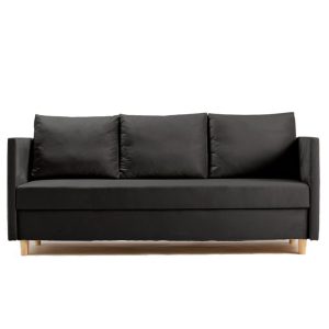 Sofa Rozkładana Trzyosobowa z Pojemnikiem LIMA Czarna z Funkcją Spania 787661