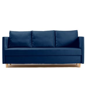Sofa Rozkładana Trzyosobowa z Pojemnikiem LIMA Granatowa z Funkcją Spania 787659