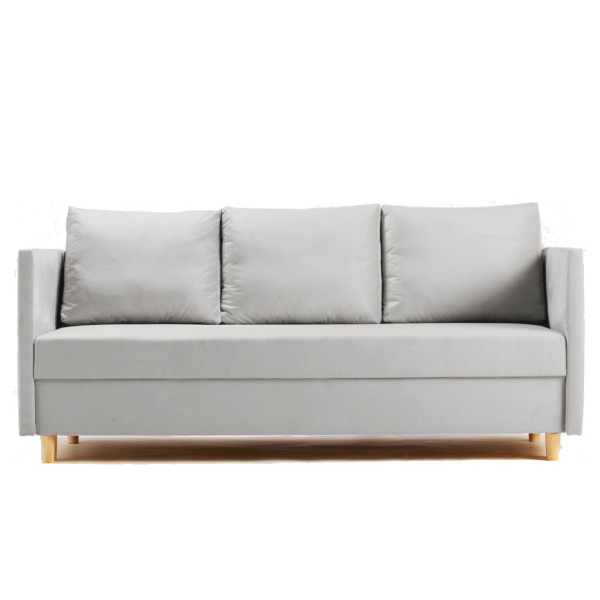 Sofa Rozkładana Trzyosobowa z Pojemnikiem LIMA Szara z Funkcją Spania 787660