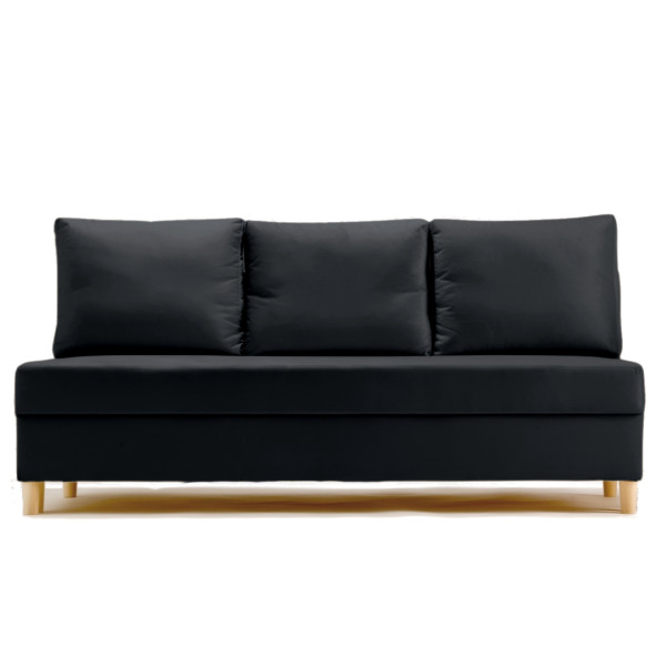 Sofa Rozkładana Trzyosobowa z Pojemnikiem ONYX Czarna z Funkcją Spania 789493