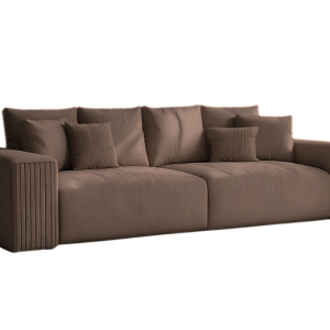 Sofa Rozkładana Trzyosobowa z Pojemnikiem PAS Brązowa z Funkcją Spania 814723 Sofa Rozkładana Trzyosobowa z Pojemnikiem PAS Brązowa z Funkcją Spania 814723