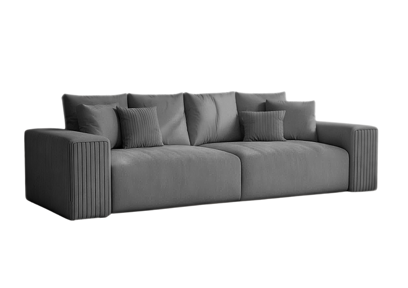 Sofa Rozkładana Trzyosobowa z Pojemnikiem PAS Grafitowa Funkcja Spania 775165